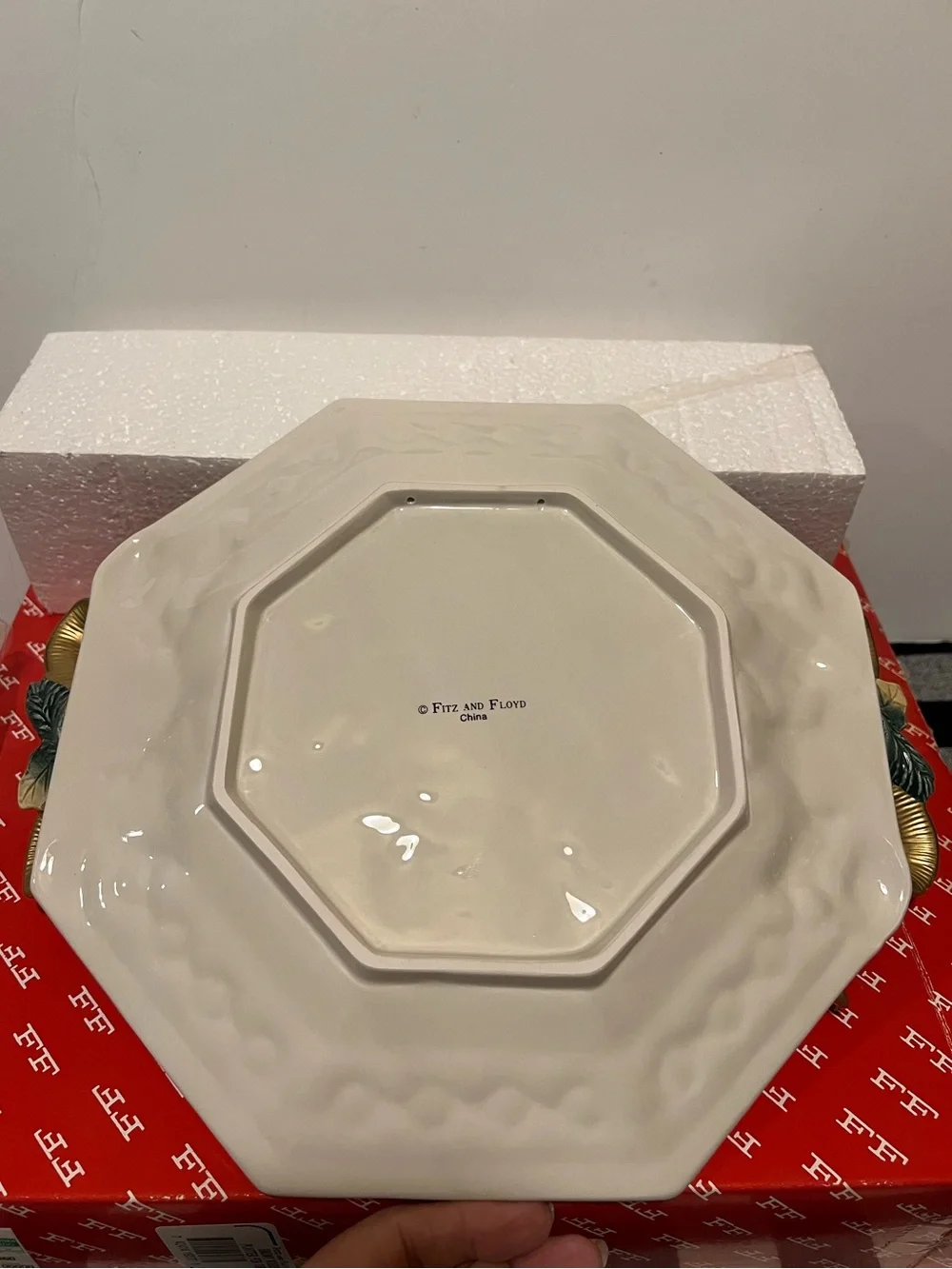 NWT FITZ & FLOYD SNOWY WOODS PLATTER FOR TUREEN.